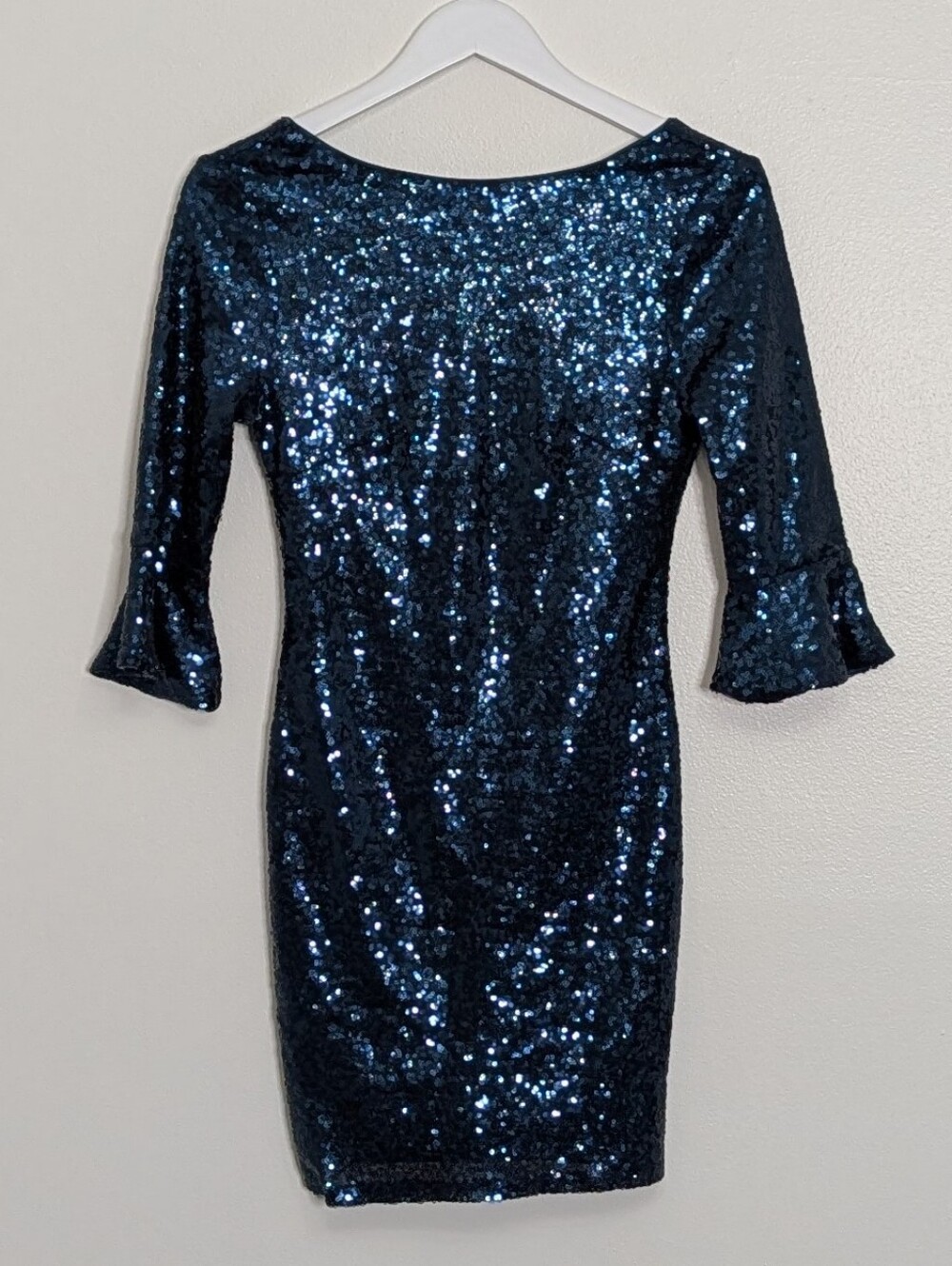 Lulus Dress Small Blue Sequin Feel The Night Bodycon Cocktail Party Wedding